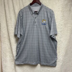 Antigua Black, Grey, and White Checkered Polo